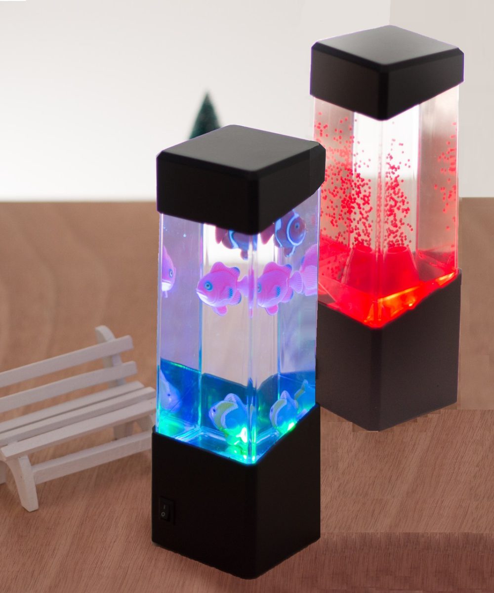 מנורת דמוי אקווריום בצורות ובצבעים שונים