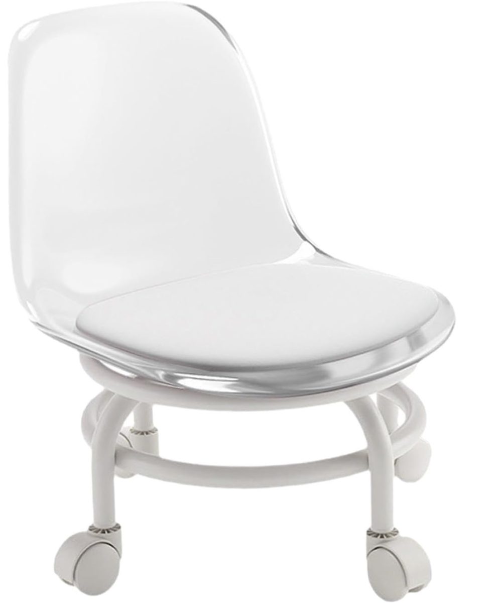 שרפרף לילדים על גלגלים שקוף "אקריליק" עם משענת