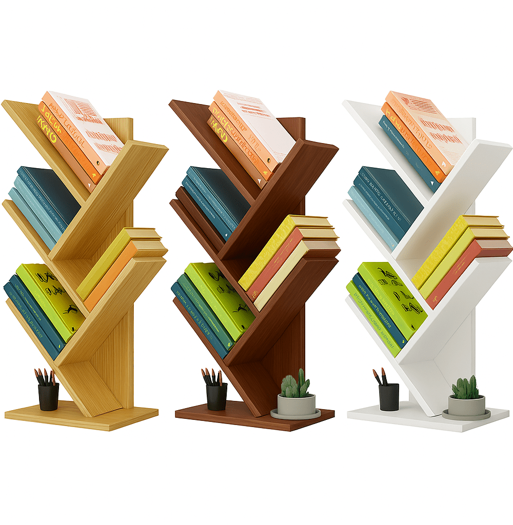 מעמד ספרים שולחני מעוצב דמוי עץ 4 מדפים GU7