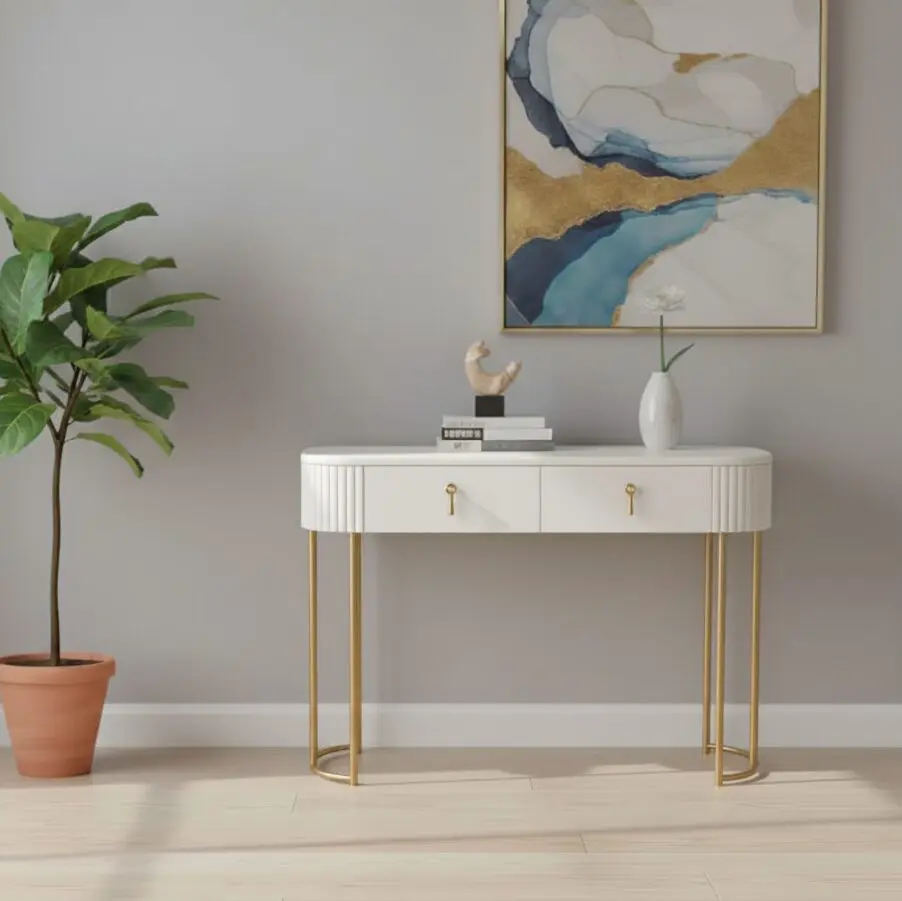 שידת איפור מודרנית NORDIC: שולחן איפור לבן עם מגירות