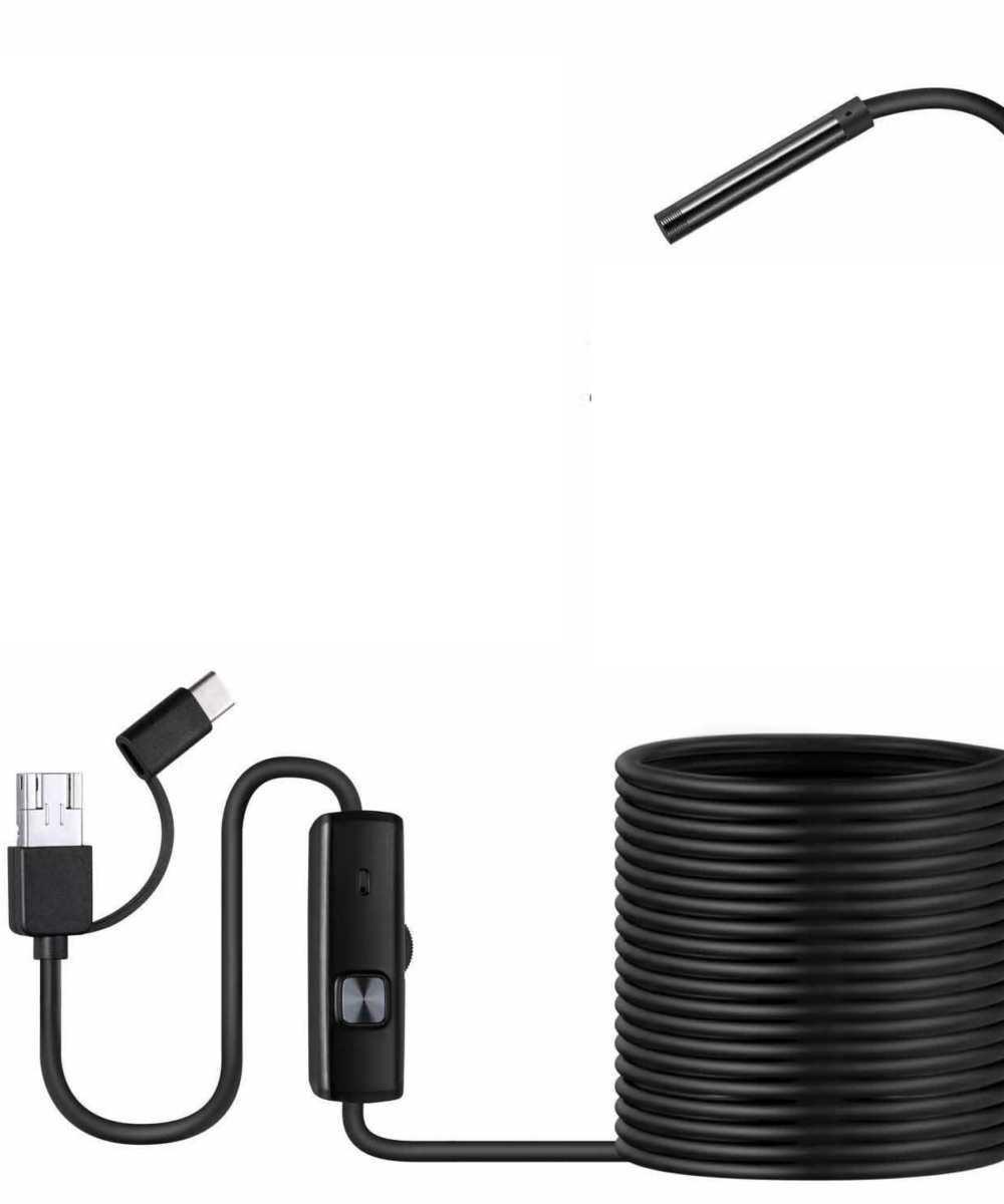 מצלמת אנדוסקופ USB עם עדשת 8 מ"מ, אורך 2 מטר קשיח, תאימות לאנדרואיד ו-Windows